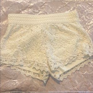 Ambiance Apparel Cream Lace Shorts
